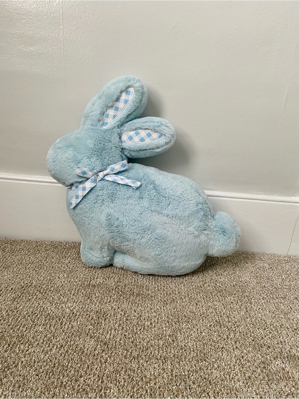 Cupcakes and Cashmere Blue Easter Bunny Plush Shaped Decorative Pillow Spring